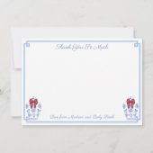 エレガント赤白青ブライダルシャワー サンキューカード (正面)