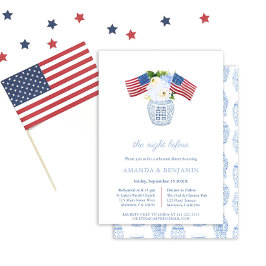 エレガント赤白青結婚のリハーサル 招待状