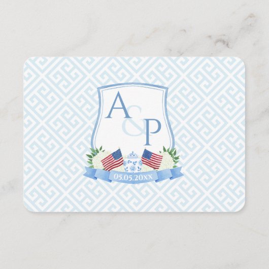 エレガント赤白青結婚の食事オプションRSVP エンクロージャーカード (裏面)