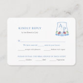 エレガント赤白青結婚の食事オプションRSVP エンクロージャーカード (正面)