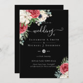 エレガント赤白青結婚予算 招待状 (正面/裏面)