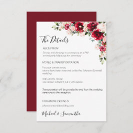 エレガント赤面とレッドローズ結婚ズ エンクロージャーカード