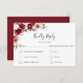 エレガント赤面とレッドローズ結婚ズ 出欠カード