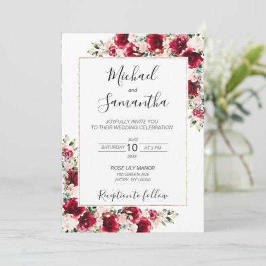 エレガント赤面とレッドローズ結婚ズ 招待状 (スタンド正面)