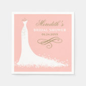 エレガント赤面と金ゴールド結婚ズガウンブライダルシャワー スタンダードカクテルナプキン (正面)