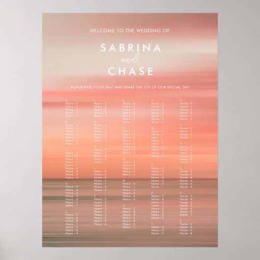 エレガント赤面の水の色アルファ結婚ベットのサイン ポスター (正面)