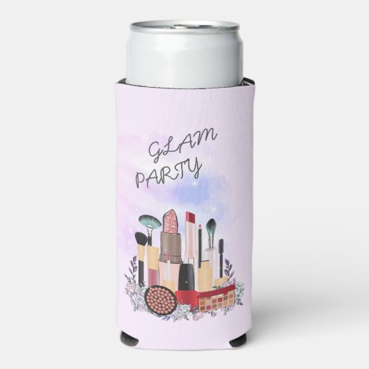 エレガント赤面ガーリーピンクメイクアップアーティストグラマー スリム缶クーラー (Seltzer正面)
