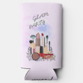 エレガント赤面ガーリーピンクメイクアップアーティストグラマー スリム缶クーラー (裏面)