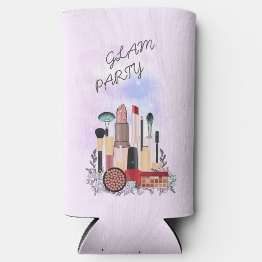 エレガント赤面ガーリーピンクメイクアップアーティストグラマー スリム缶クーラー (正面)