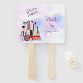 エレガント赤面ガーリーピンクメイクアップアーティストグラマー ハンドファン (正面&裏面)