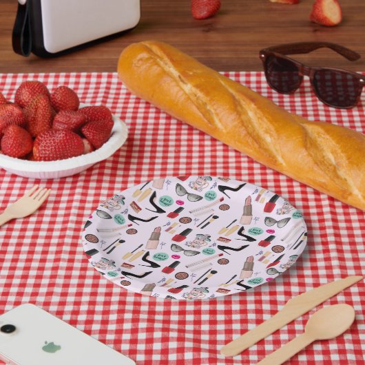 エレガント赤面ガーリーピンクメイクアップアーティストグラマー ペーパープレート (ピクニック)