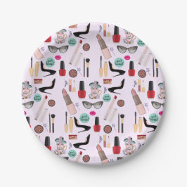 エレガント赤面ガーリーピンクメイクアップアーティストグラマー ペーパープレート