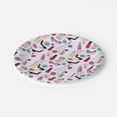 エレガント赤面ガーリーピンクメイクアップアーティストグラマー ペーパープレート (アングル)