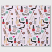 エレガント赤面ガーリーピンクメイクアップアーティストグラマー ラッピングペーパー (フラット)