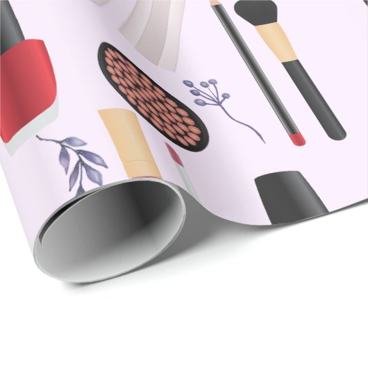 エレガント赤面ガーリーピンクメイクアップアーティストグラマー ラッピングペーパー (ロールコーナー)