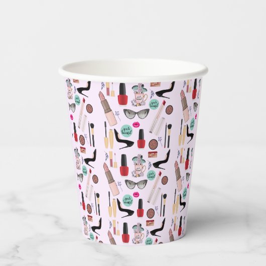 エレガント赤面ガーリーピンクメイクアップアーティストグラマー 紙コップ (裏面)