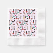 エレガント赤面ガーリーピンクメイクアップアーティストグラマー 縁ありカクテルナプキン (正面)