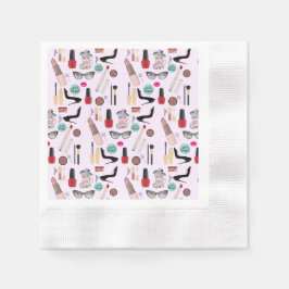 エレガント赤面ガーリーピンクメイクアップアーティストグラマー 縁ありカクテルナプキン