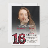 エレガント赤面ガーリーピンクメイクアップSweet sixteen 招待状 (正面)