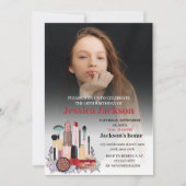 エレガント赤面ガーリーピンクメイクアップSweet sixteen 招待状 (正面)