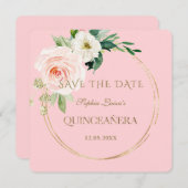 エレガント赤面クユニークリームフローラ金ゴールドキンセアニラ セーブザデート (正面/裏面)