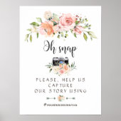 エレガント赤面クリームフローラOHスナップインスタグラムサイン ポスター (正面)