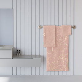 エレガント赤面クリーム金ゴールド花柄 バスタオルセット