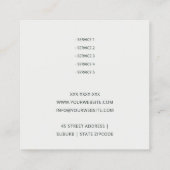 エレガント赤面グレイのメイクアップアーティスト宇宙学者 スクエア名刺 (裏面)