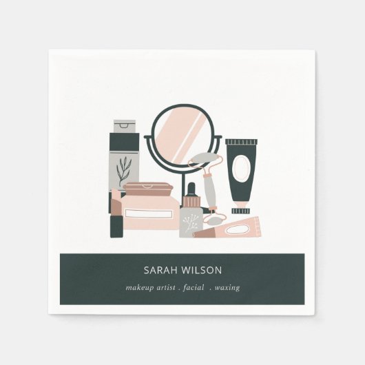 エレガント赤面グレイのメイクアップアーティスト宇宙学者 スタンダードカクテルナプキン (正面)