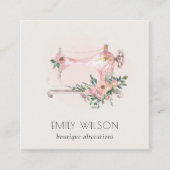 エレガント赤面グレイ裁縫機械フローラテーラー スクエア名刺 (正面)