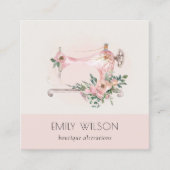 エレガント赤面グレイ裁縫機械フローラテーラー スクエア名刺 (正面)