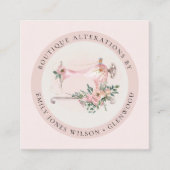 エレガント赤面グレイ裁縫機械フローラテーラー スクエア名刺 (正面)