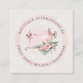 エレガント赤面グレー裁縫機フローラ調整 スクエア名刺