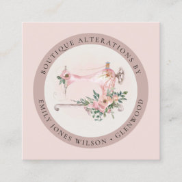 エレガント赤面グレー裁縫機フローラ調整 スクエア名刺