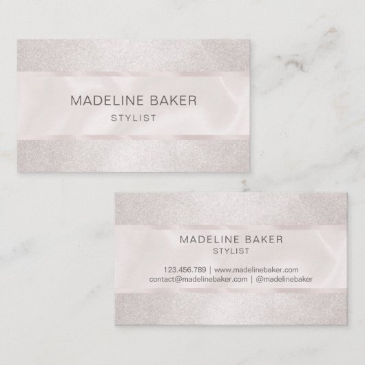 エレガント赤面シンプルピンクプロフェッショナルミニマリスト 名刺 (正面/裏面)