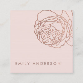 エレガント赤面シンプルピンクローズ金ゴールドフローラ スクエア名刺