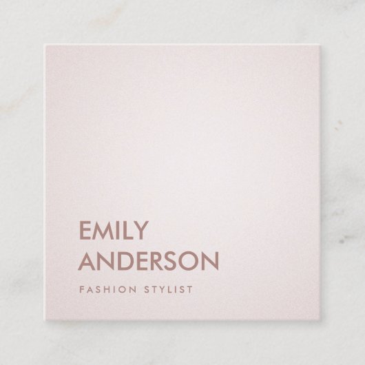 エレガント赤面シンプルピンクローズ金ゴールドプロフェッショナル スクエア名刺 (正面)