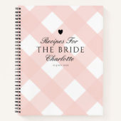 エレガント赤面ジンガムブライダルシャワーギフトレシピ ノートブック (正面)