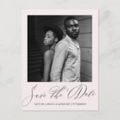 エレガント赤面スクリプト写真ウェディング日付を保存 ポストカード (正面)