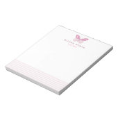 エレガント赤面ストライプと蝶 – パーソナライズされた ノートパッド (回転)