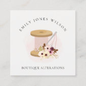 エレガント赤面スプールニードル水カラーフローラテーラー スクエア名刺 (正面)