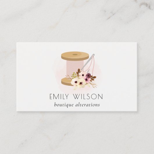 エレガント赤面スプールニードル水カラーフローラテーラー 名刺 (正面)