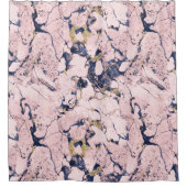 エレガント赤面ネイビー金ゴールド大理石 シャワーカーテン (正面)