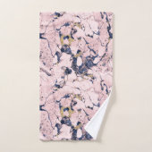 エレガント赤面ネイビー金ゴールド大理石 バスタオルセット (ハンドタオル)