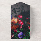 エレガント赤面バラが赤いフローラ結婚を咲かせる オールインワン招待状 (外側)