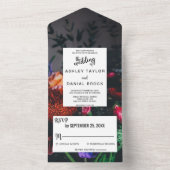 エレガント赤面バラが赤いフローラ結婚を咲かせる オールインワン招待状 (内側)