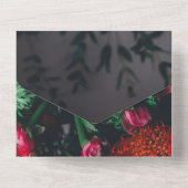 エレガント赤面バラが赤いフローラ結婚を咲かせる オールインワン招待状 (裏面)