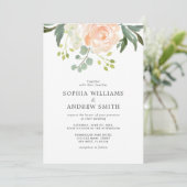 エレガント赤面バラとグリーナリーフローラ結婚ズ 招待状 (スタンド正面)