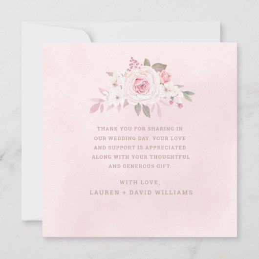 エレガント赤面バラフローラ結婚の写真ありがとう サンキューカード (裏面)