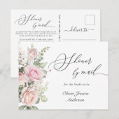 エレガント赤面バラブライダルシャワーバイメール ポストカード (正面/裏面)